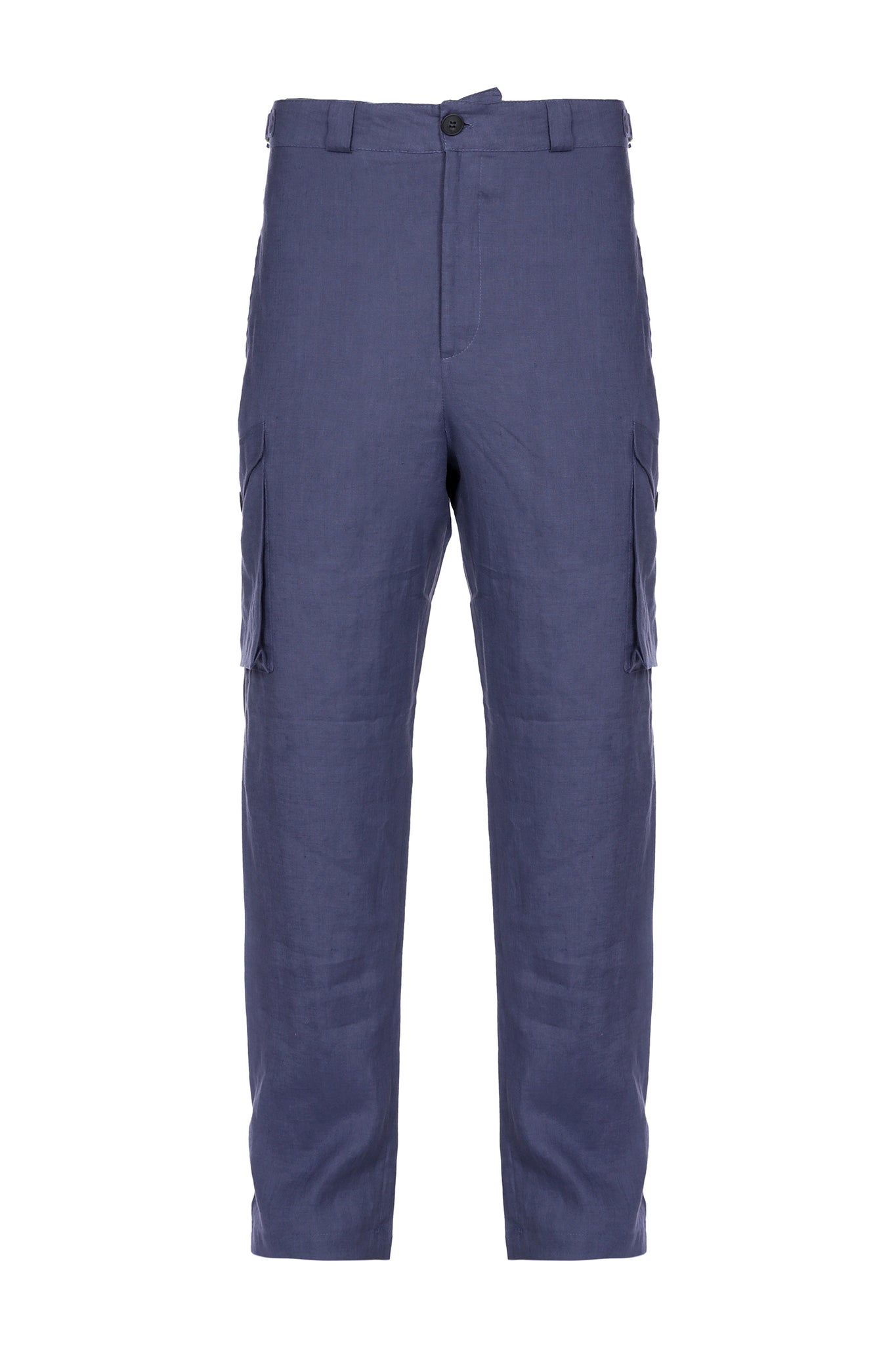 Cargo pants from linen blue