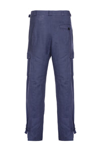 Cargo pants from linen blue