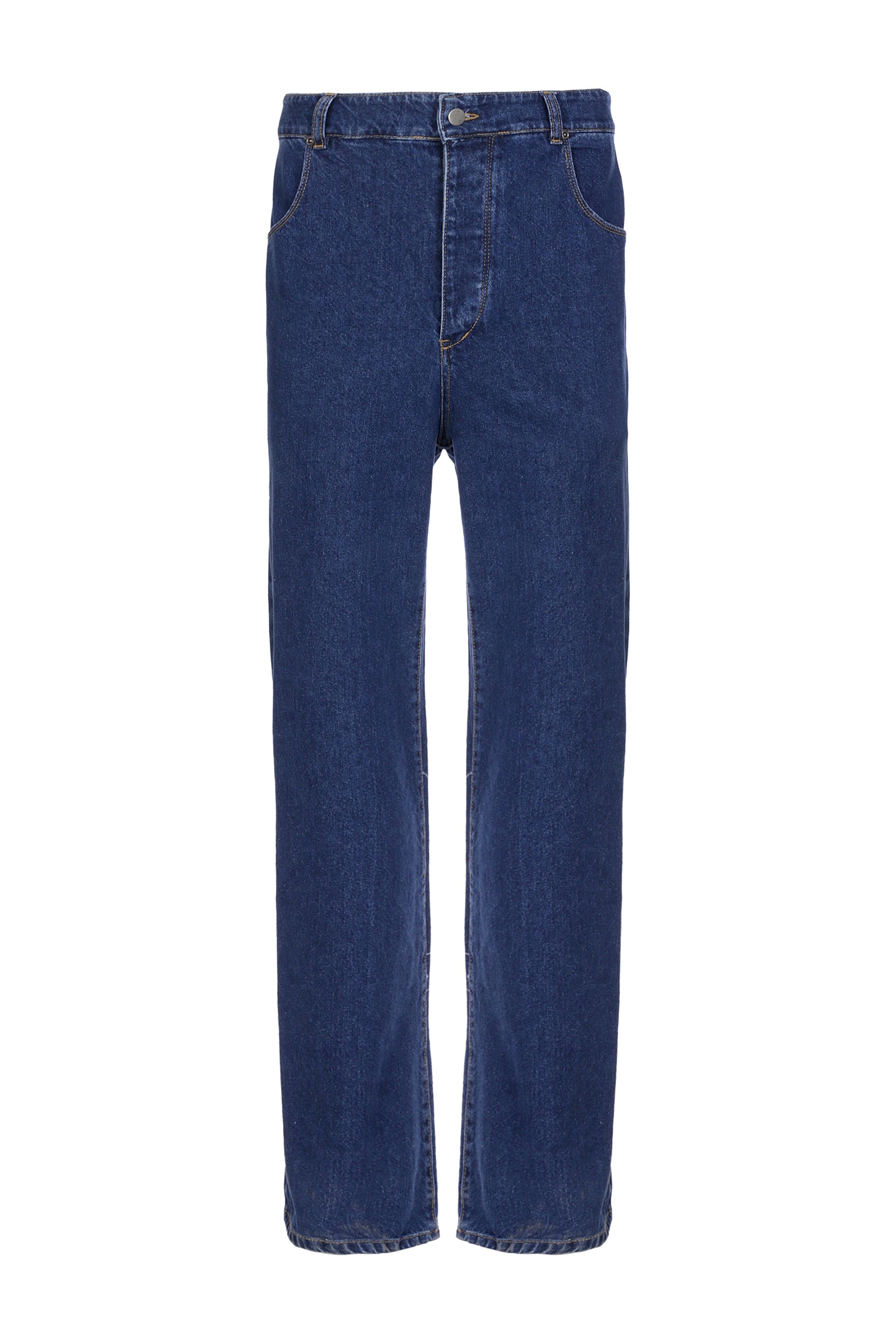 Straight leg blue jeans