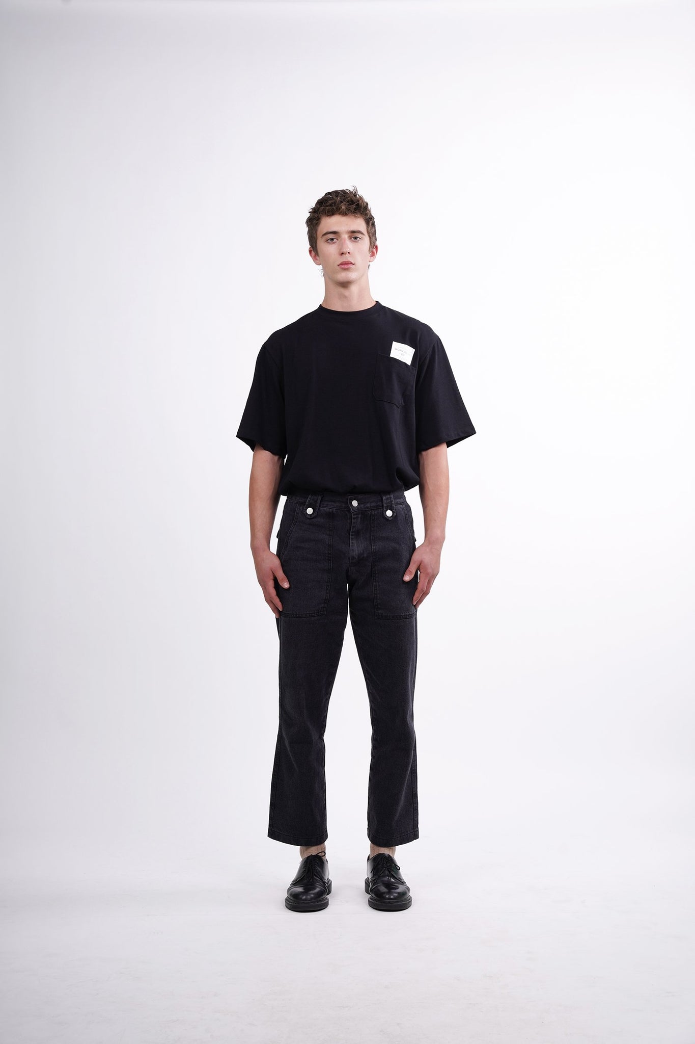 ג'ינס כיסים מרובע - שחור